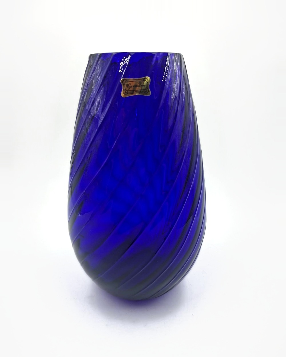 Váza kobaltová, točený dekor, 26 cm
